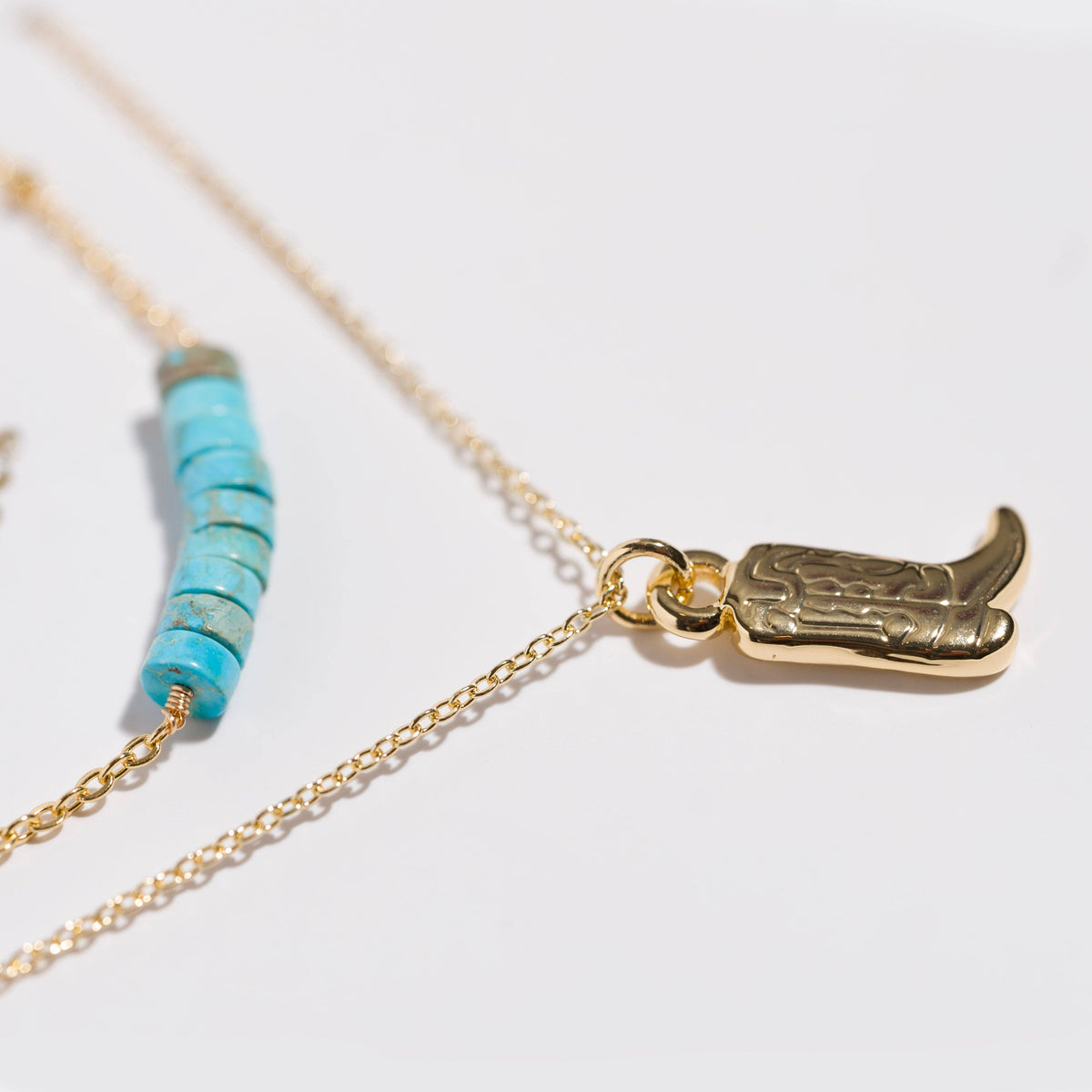 K'lani "Stride" Gold Boot with Turquoise Necklace Set