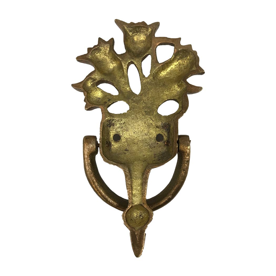 6-1/2&quot; Antiqued Brass Flower Door Knocker- Vintage Style