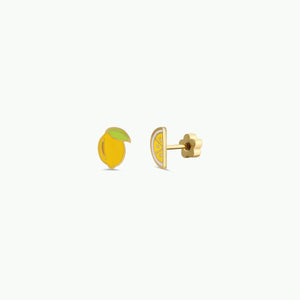 Lemon Enamel Flat Back Kids Earrings