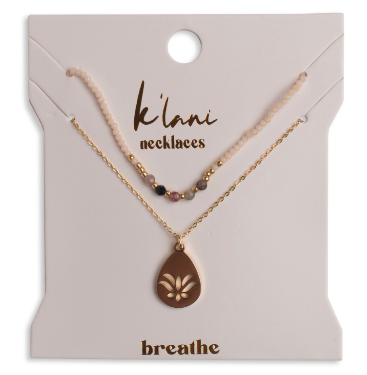 K'lani "Breathe" Gold Lotus Necklace Set