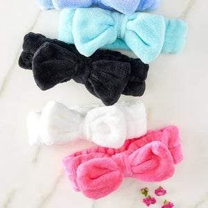 Plush Bow Spa Headband - Hot Pink