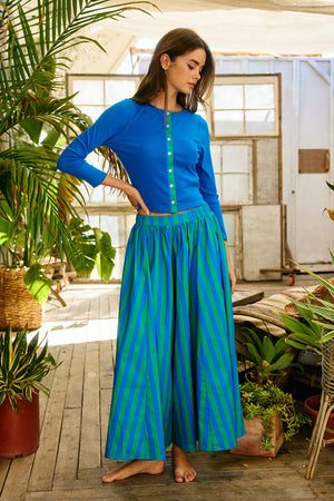 Striped Voluminous Gaucho Pants