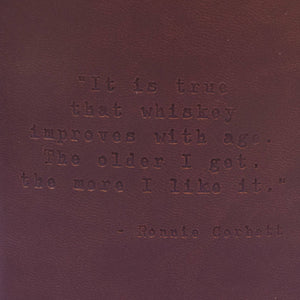 Ronnie Corbett Quote Leather Flask