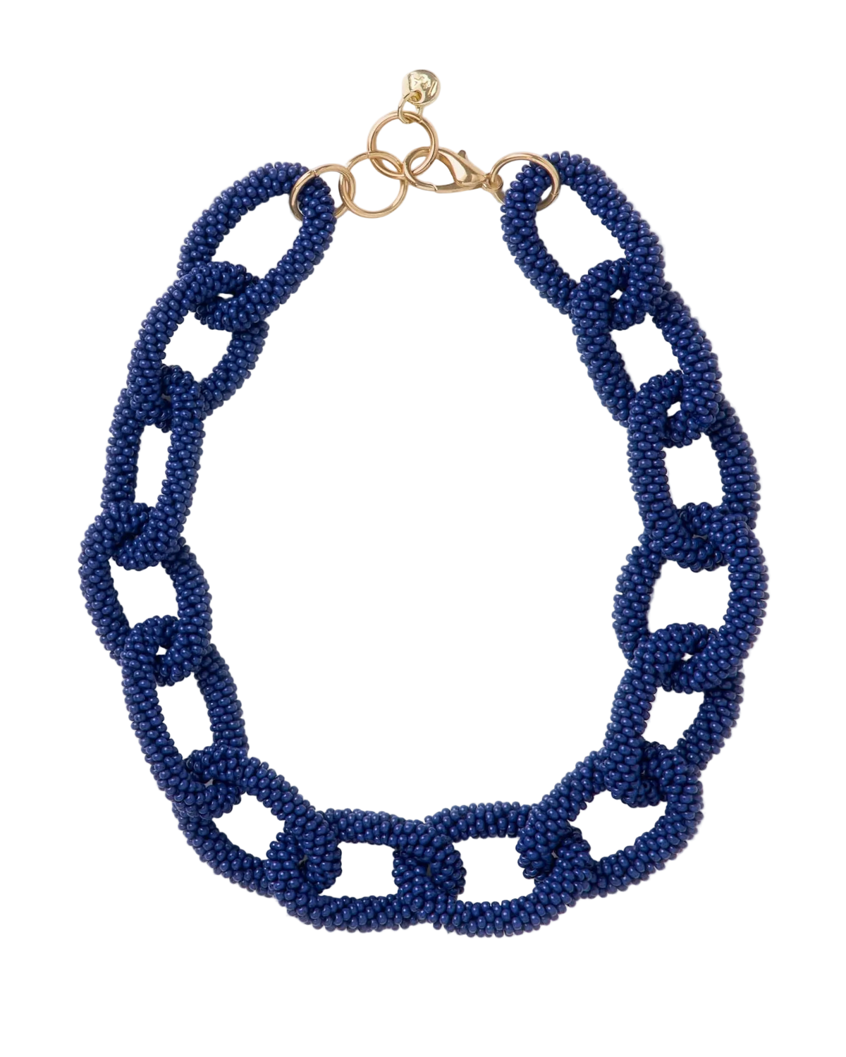 Jenna Chain Link Beaded Necklace Navy