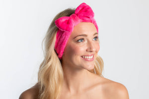 Plush Bow Spa Headband - Hot Pink