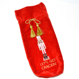 Nutcracker Embroidered Red Wine Bag