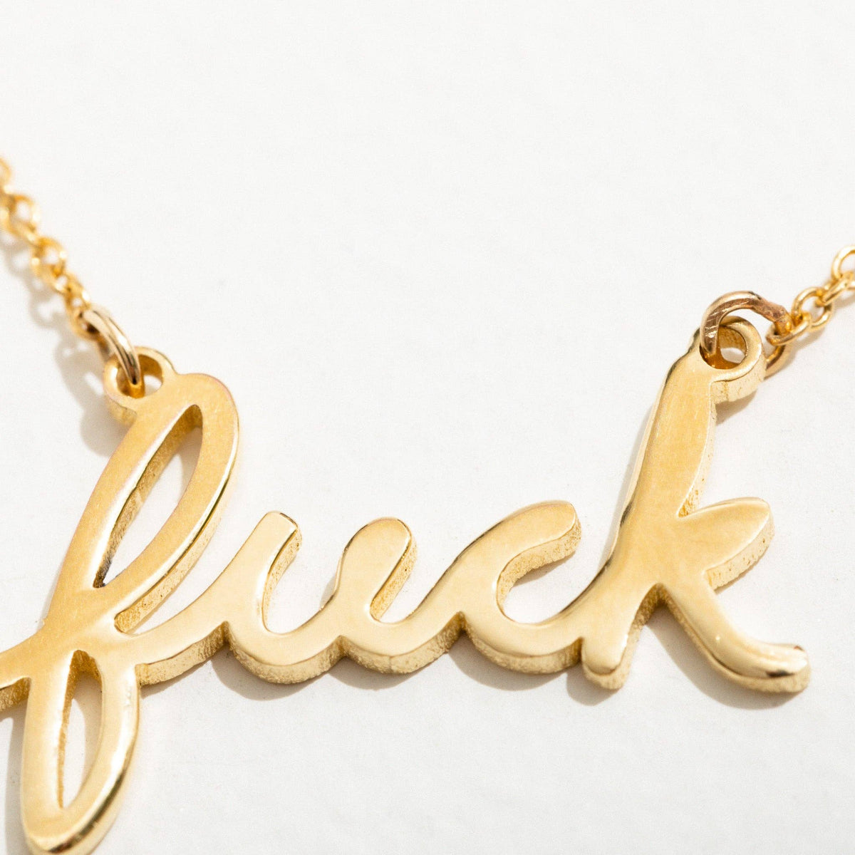 Fuck Script Necklace - 14K Gold Plated or Sterling Silver