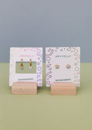 Heart Enamel Flat Back Kids Earrings