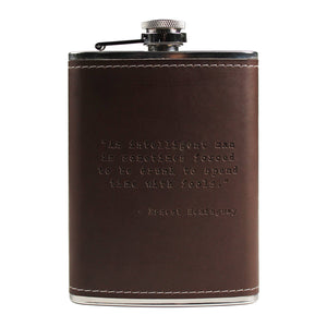 Ernest Hemingway Quote Leather Flask