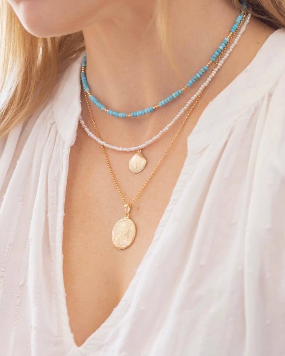 Free Spirit Turquoise Beaded Necklace Gold Filled