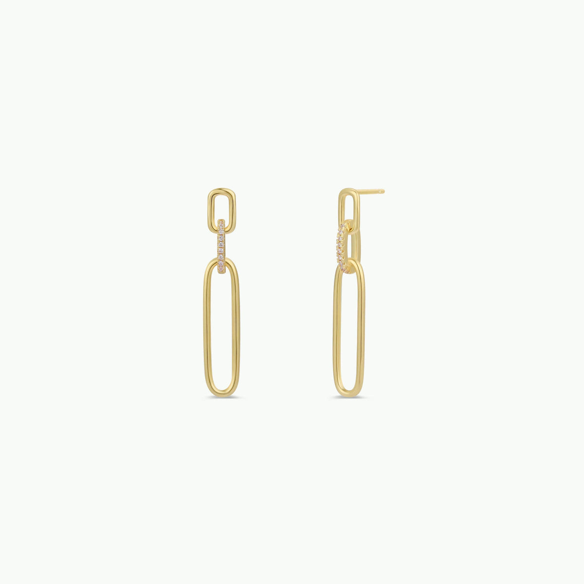 Pave Link Drop - Gold Earrings