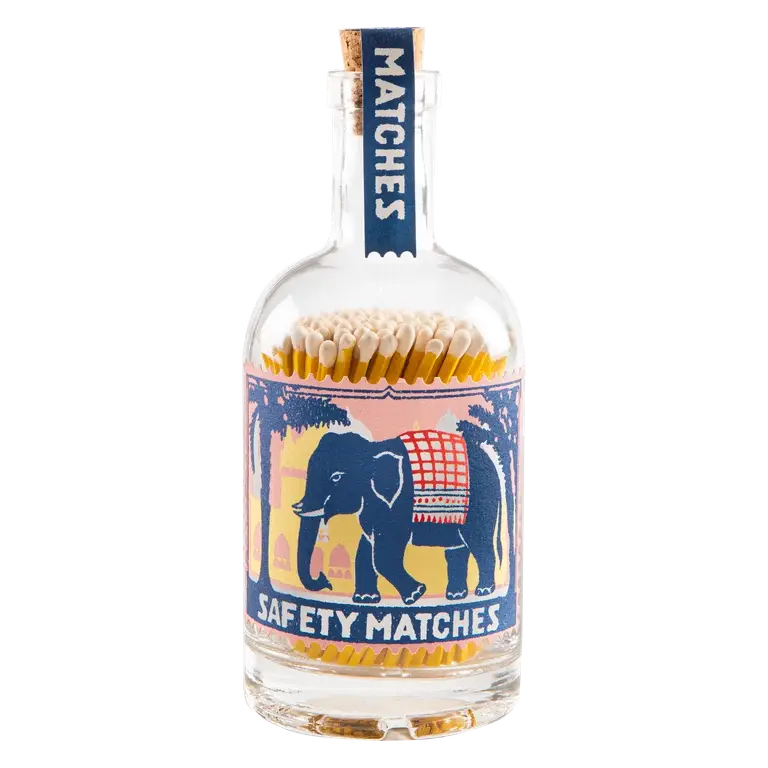 Pink Elephant Match Bottle | Glass Bottle - Safety Matches