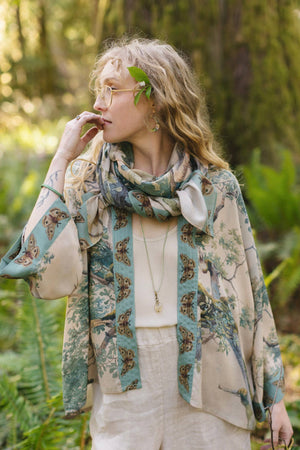 Earth & Sky Pixie Duster Cropped Kimono w/ Trees