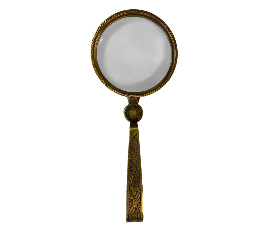 4-3/4&quot; Antiqued Brass Magnifying Glass with Folding Handle