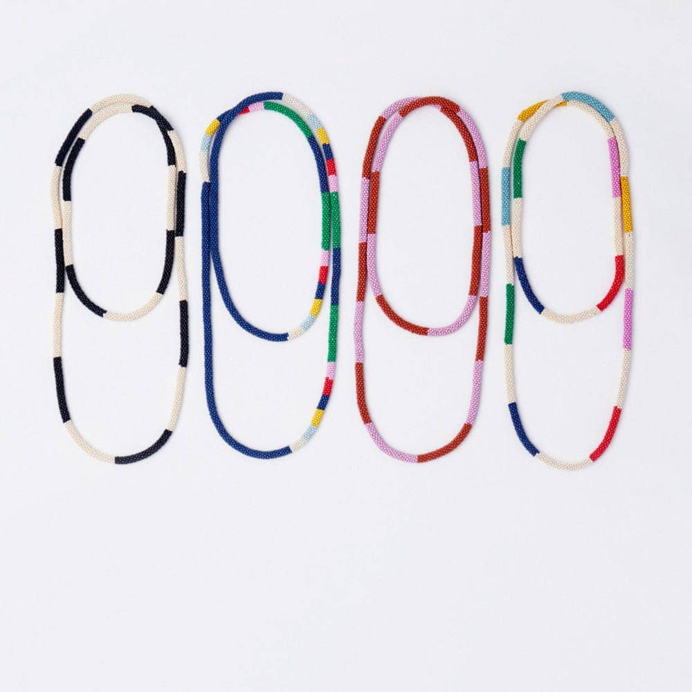 Allie Seed Bead Long Necklace Black + White Wholesale