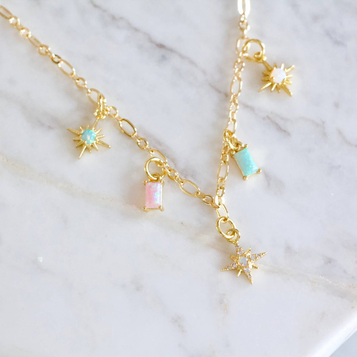 Opal Star Charm Necklace