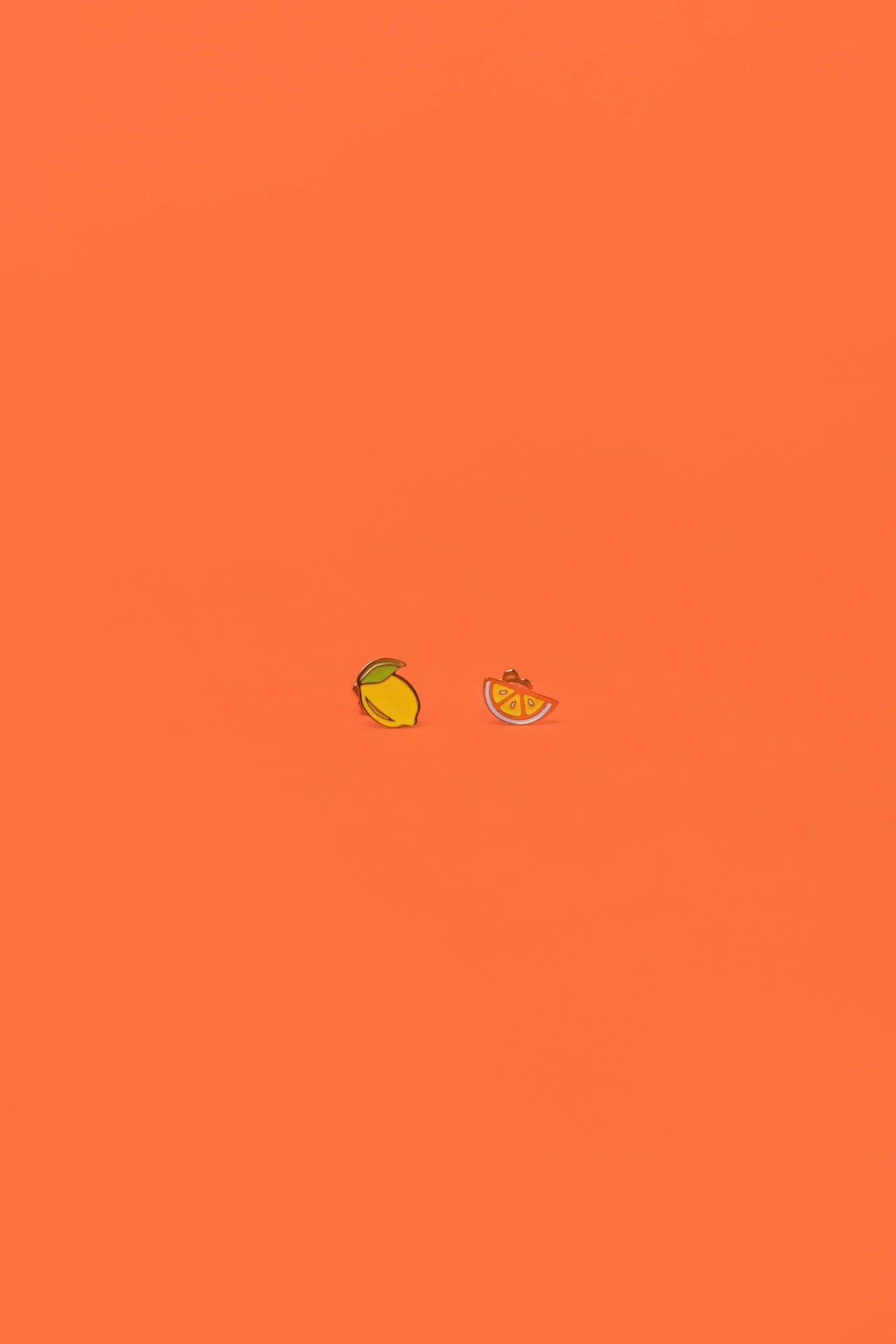 Lemon Enamel Flat Back Kids Earrings