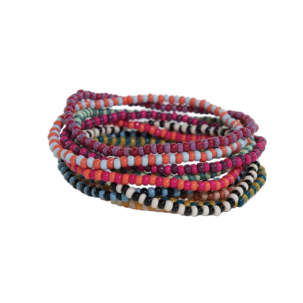 Sage Two Tone Beaded 10 Strand Stretch Bracelets Multicolor Wholesale