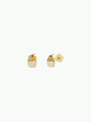 Cupcake Enamel Flat Back Kids Earrings
