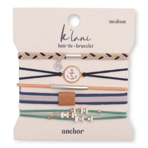 K'lani "Anchor" Nautical Colors with Anchor Charm Hair Tie Bracelets