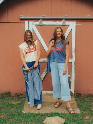 Howdy, Western Boxy Cropped Muscle Tank