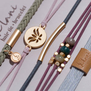 K'lani "Breathe" Lotus Flower Earthy Tones Hair Tie Bracelets