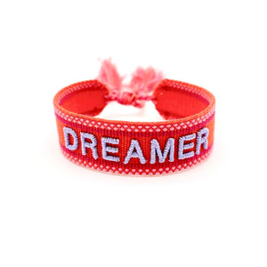 DREAMER statement bracelet woven, embroidered