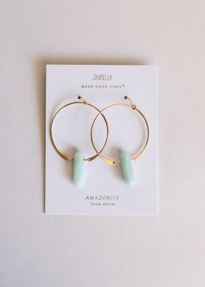 Hoops - Amazonite - Gold Earrings