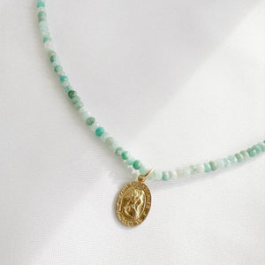 Roam Saint Christopher Beaded Choker Necklace Gold Filled