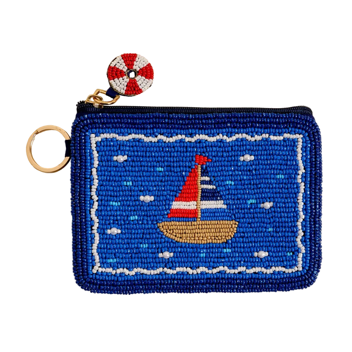 Handcrafted Beaded Pouch–Sail Away