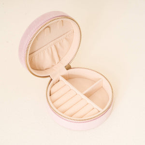 Round Velvet Jewelry Case-Floral Blush