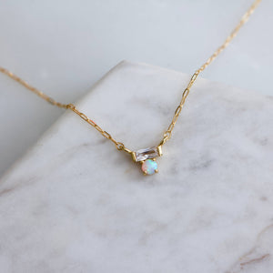Mini CZ Opal Necklace - Gold Filled 