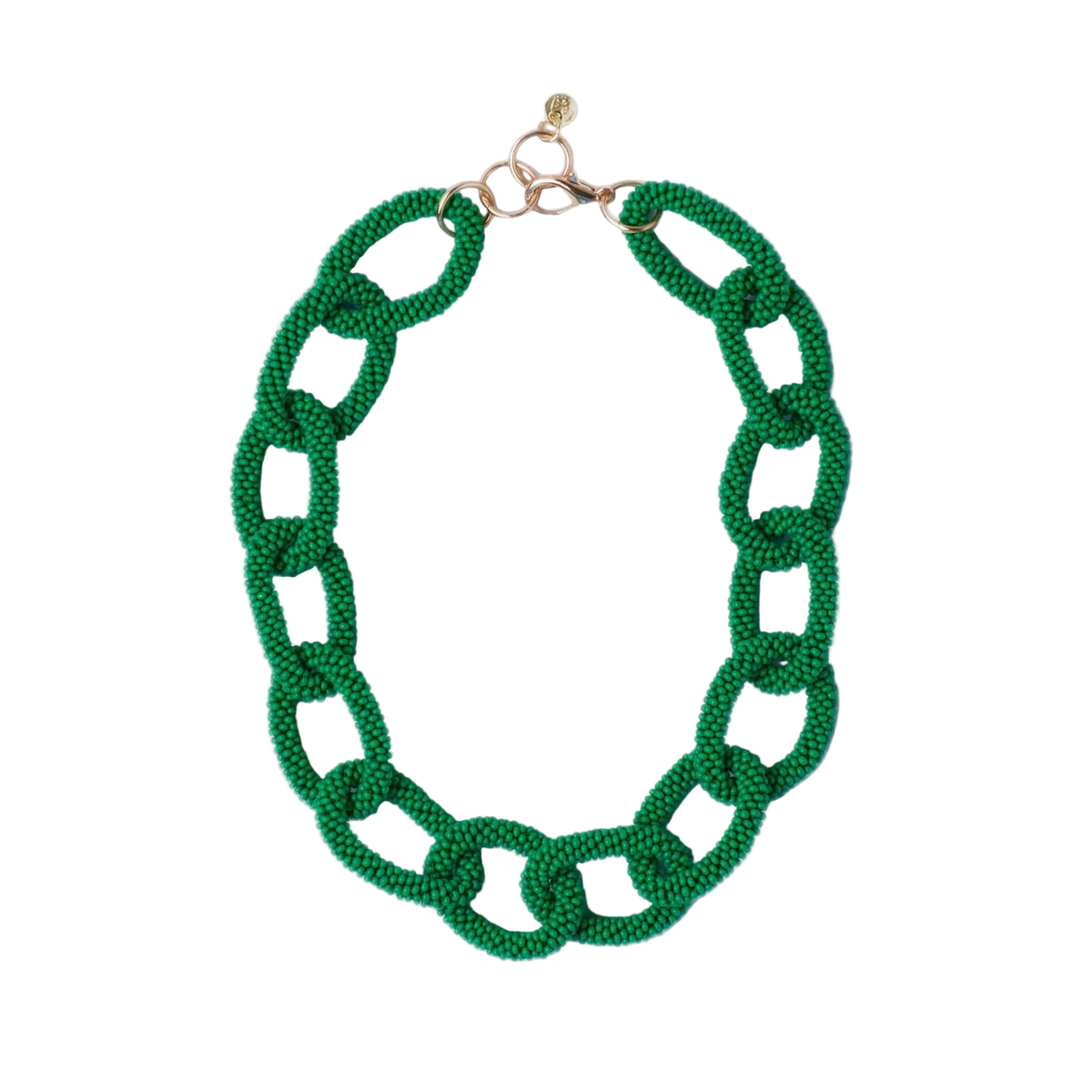 Jenna Chain Link Beaded Necklace Kelly Green