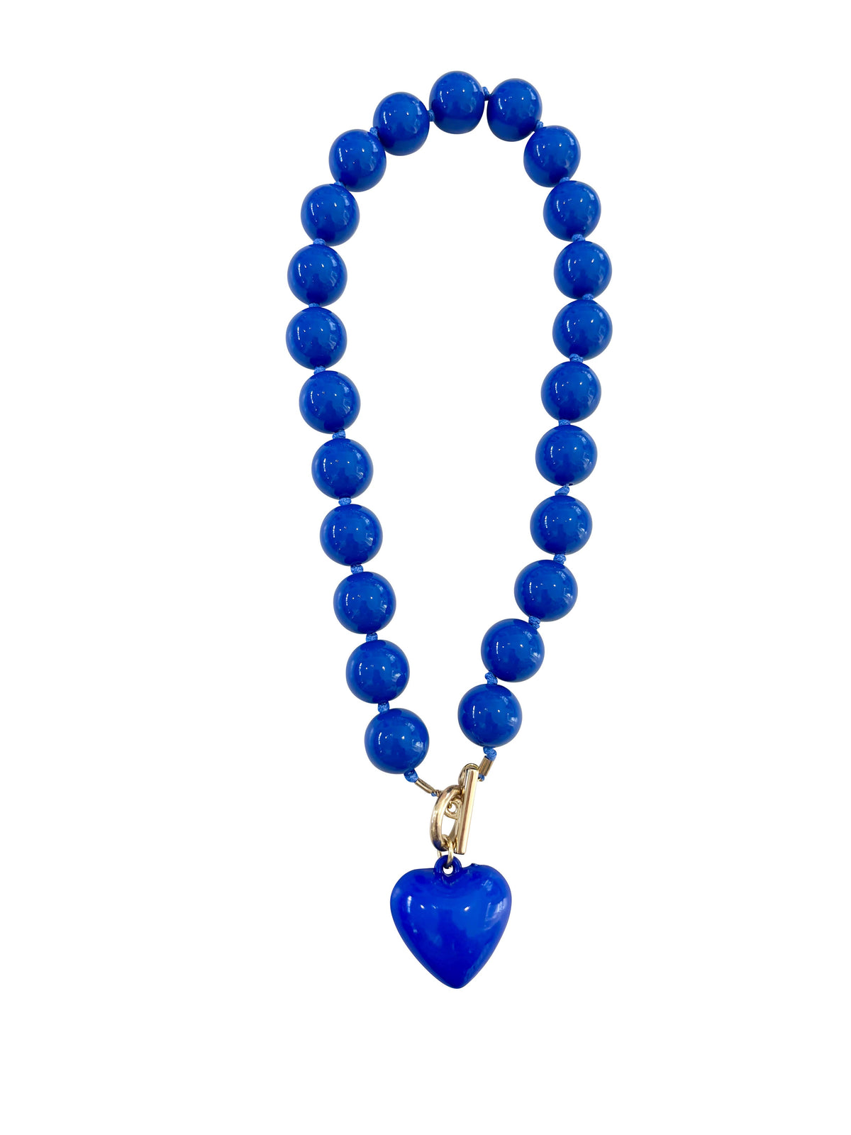 Theo Blue Beaded Necklace with Heart Charm