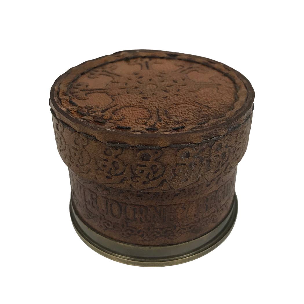 2-3/4&quot; Brass Compass in Leather - Wrapped Cylinder Case