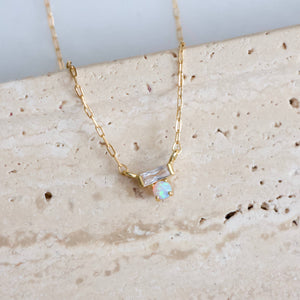 Mini CZ Opal Necklace - Gold Filled 