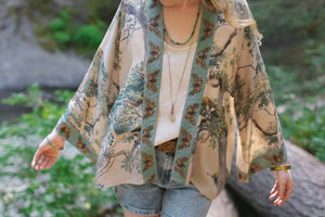 Earth & Sky Pixie Duster Cropped Kimono w/ Trees