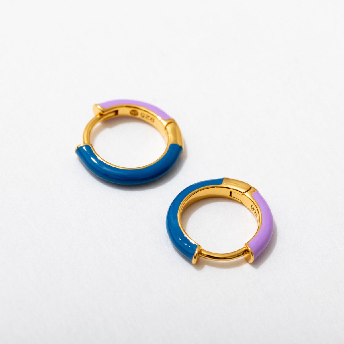 Two Tone Reversible Enamel Huggie Hoop Earrings