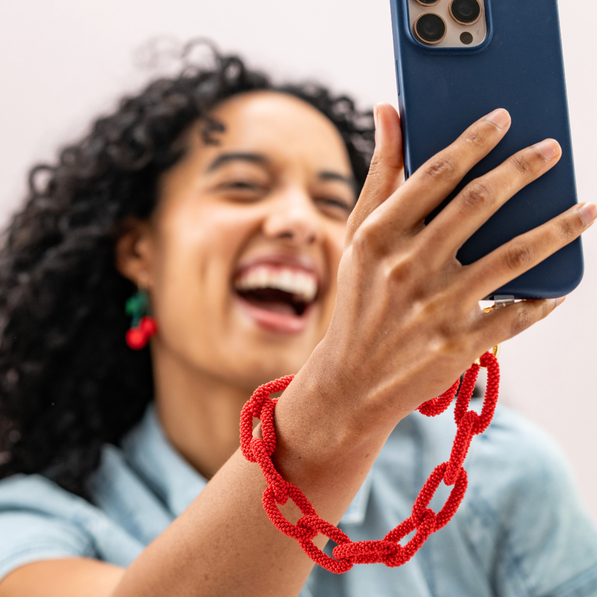 Celine Beaded Chain Link Bag &amp; Phone Accessory Green