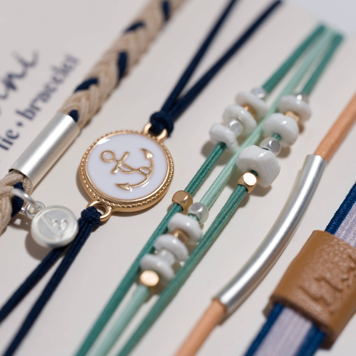K'lani "Anchor" Nautical Colors with Anchor Charm Hair Tie Bracelets