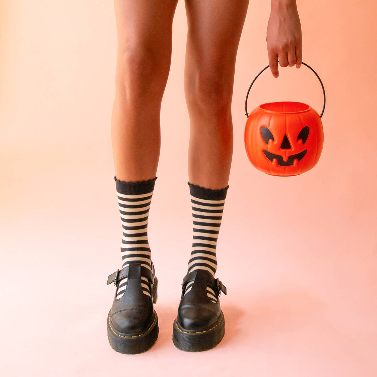Striped Crew Socks | Black | Halloween