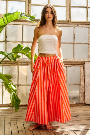 Striped Voluminous Gaucho Pants