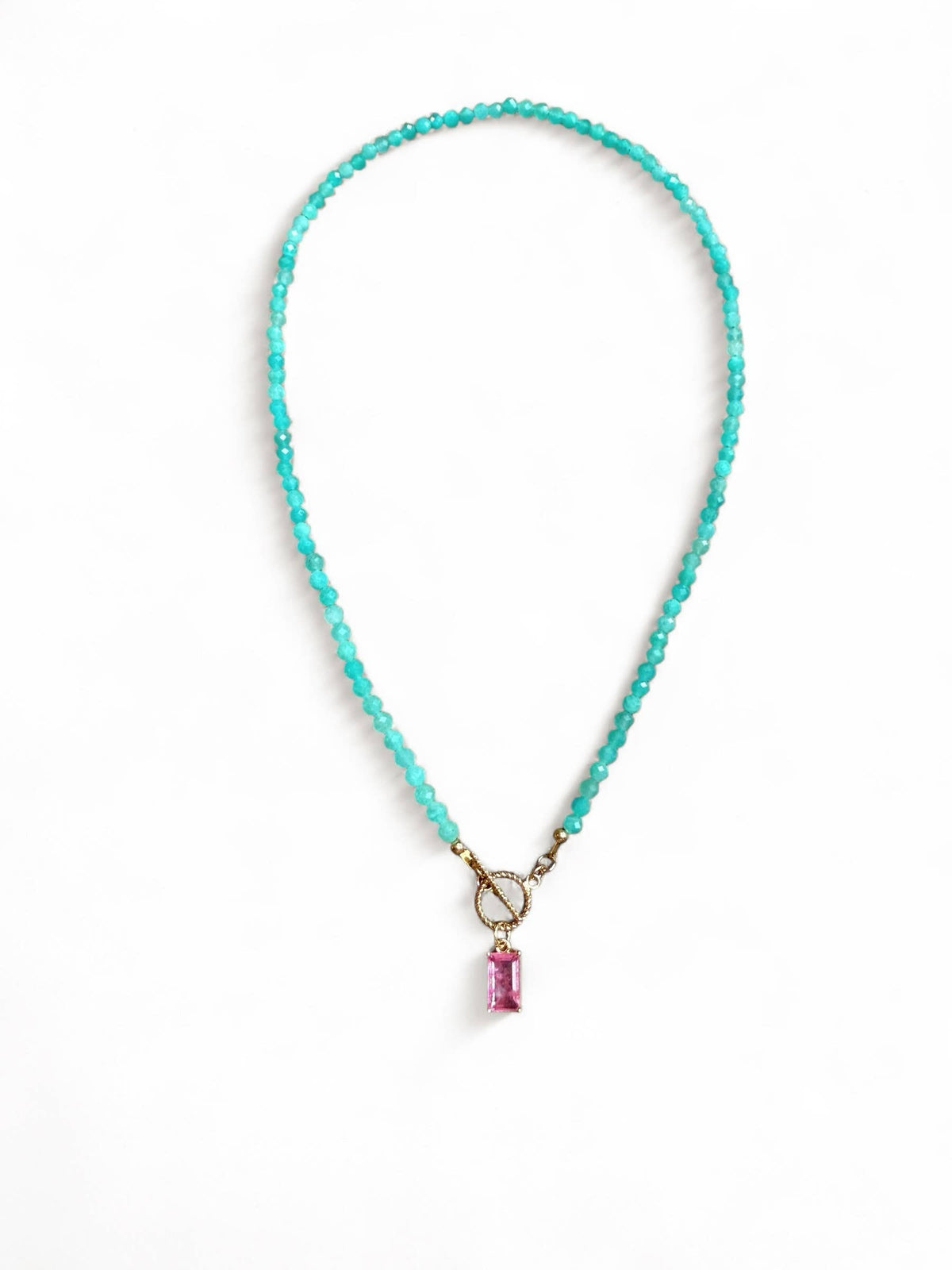 Sunset Chaser Amazonite Beaded Toggle Necklace Gold Filled