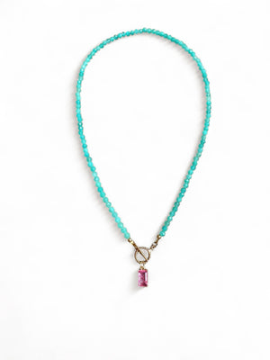 Sunset Chaser Amazonite Beaded Toggle Necklace Gold Filled