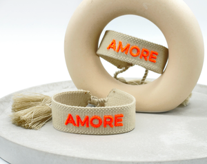 AMORE statement bracelet woven, embroidered