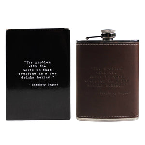 Humphrey Bogart Quote Leather Flask