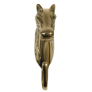 6" Solid Textured Polished Brass Horse Head Hanger