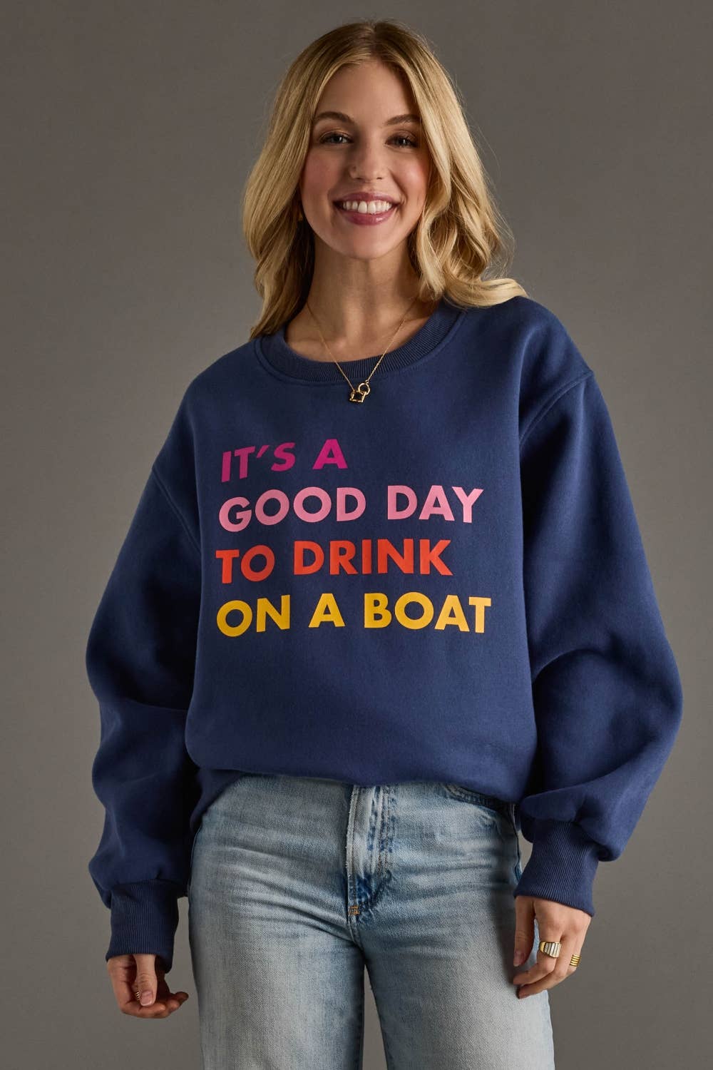 Dark Blue Drink On A Boat Sweatshirt
