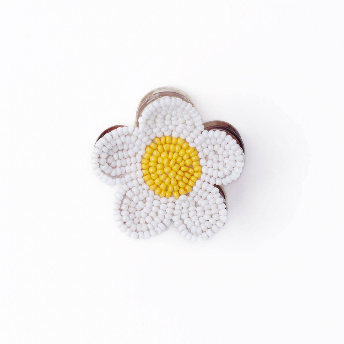 Molly Flower Beaded Hair Claw Clip White + Yellow Wholesale