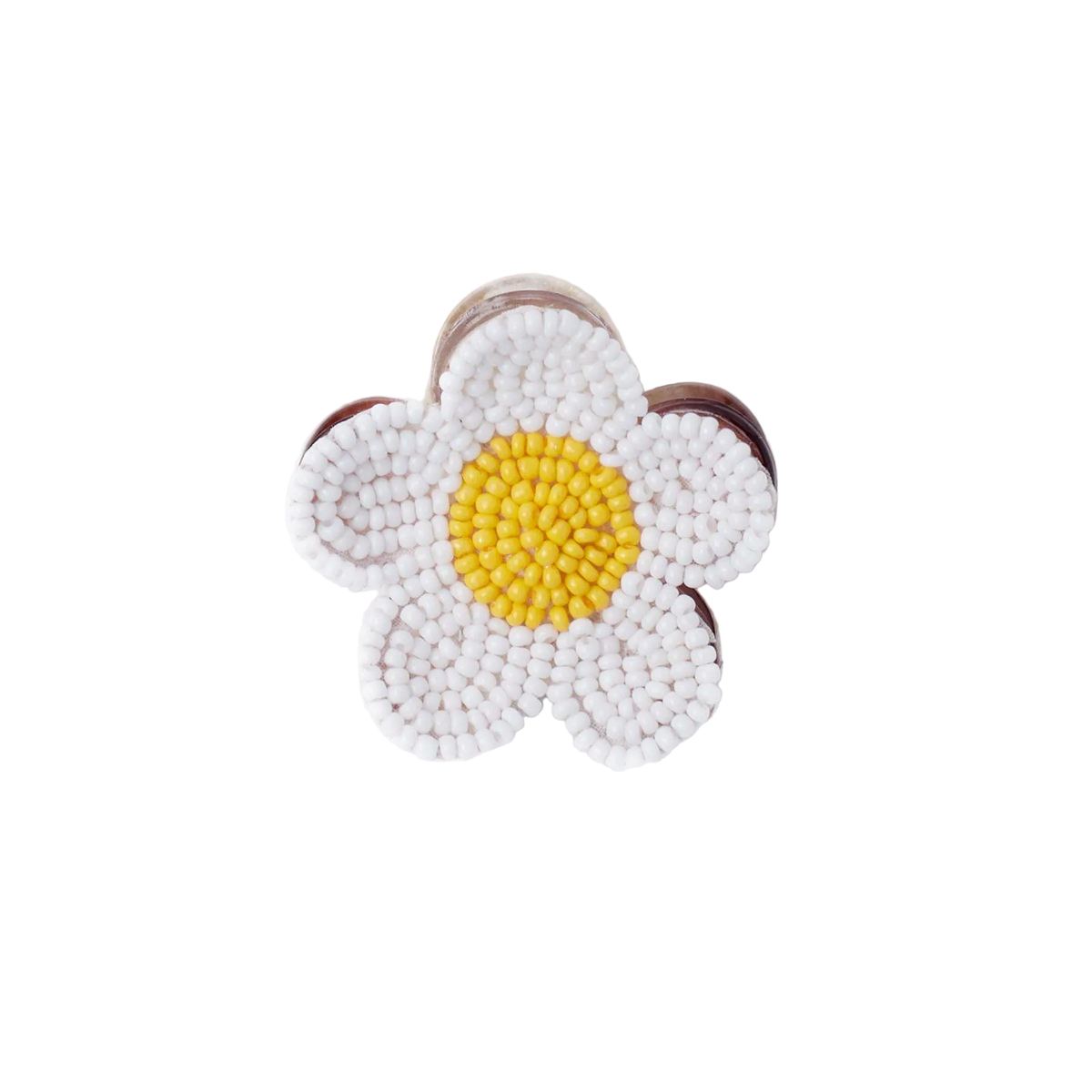 Molly Flower Beaded Hair Claw Clip White + Yellow Wholesale